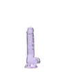 DILDO REALISTA COM TESTÍCULOS CRYSTAL CLEAR 7 /18 CM ROXO REALROCK