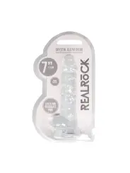 DILDO REALISTA COM TESTÍCULOS CRYSTAL CLEAR 7 /18 CM TRANSPARENTE REALROCK