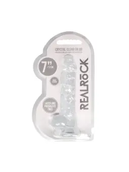 DILDO REALISTA COM TESTÍCULOS CRYSTAL CLEAR 7 /18 CM TRANSPARENTE REALROCK