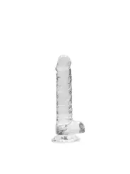 DILDO REALISTA COM TESTÍCULOS CRYSTAL CLEAR 7 /18 CM TRANSPARENTE REALROCK