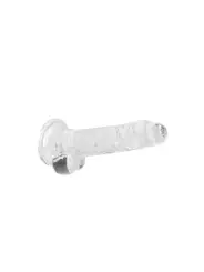 DILDO REALISTA COM TESTÍCULOS CRYSTAL CLEAR 7 /18 CM TRANSPARENTE REALROCK