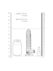 DILDO REALISTA COM TESTÍCULOS CRYSTAL CLEAR 7 /18 CM TRANSPARENTE REALROCK