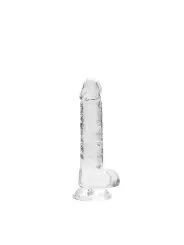 DILDO REALISTA COM TESTÍCULOS CRYSTAL CLEAR 7 /18 CM TRANSPARENTE REALROCK