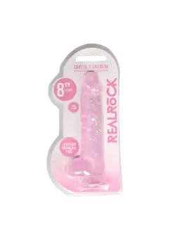 DILDO REALISTA COM TESTÍCULOS CRYSTAL CLEAR 8 /21 CM ROSA REALROCK