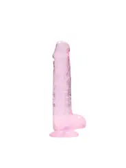 DILDO REALISTA COM TESTÍCULOS CRYSTAL CLEAR 8 /21 CM ROSA REALROCK