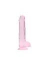 DILDO REALISTA COM TESTÍCULOS CRYSTAL CLEAR 8 /21 CM ROSA REALROCK