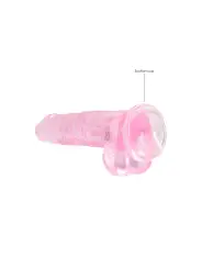 DILDO REALISTA COM TESTÍCULOS CRYSTAL CLEAR 8 /21 CM ROSA REALROCK