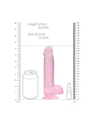DILDO REALISTA COM TESTÍCULOS CRYSTAL CLEAR 8 /21 CM ROSA REALROCK