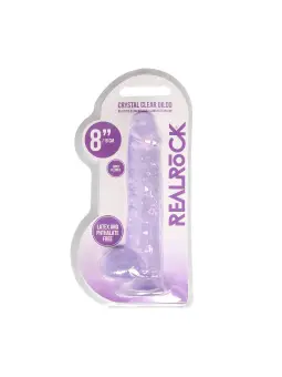 DILDO REALISTA COM TESTÍCULOS CRYSTAL CLEAR 8 /21CM ROXO REALROCK
