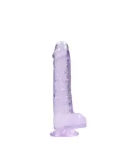 DILDO REALISTA COM TESTÍCULOS CRYSTAL CLEAR 8 /21CM ROXO REALROCK