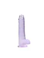 DILDO REALISTA COM TESTÍCULOS CRYSTAL CLEAR 8 /21CM ROXO REALROCK