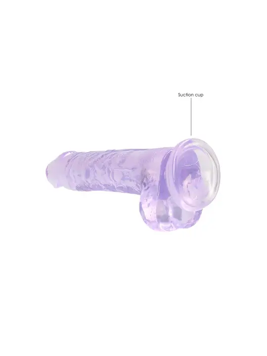 DILDO REALISTA COM TESTÍCULOS CRYSTAL CLEAR 8 /21CM ROXO REALROCK