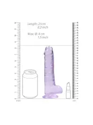DILDO REALISTA COM TESTÍCULOS CRYSTAL CLEAR 8 /21CM ROXO REALROCK