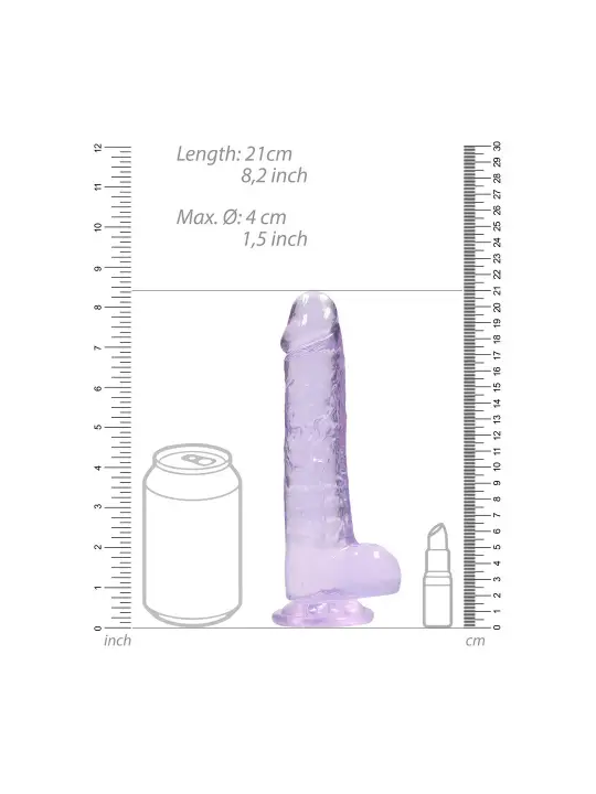 DILDO REALISTA COM TESTÍCULOS CRYSTAL CLEAR 8 /21CM ROXO REALROCK