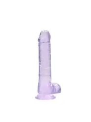 DILDO REALISTA COM TESTÍCULOS CRYSTAL CLEAR 8 /21CM ROXO REALROCK