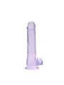 DILDO REALISTA COM TESTÍCULOS CRYSTAL CLEAR 8 /21CM ROXO REALROCK