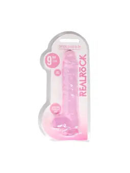 DILDO REALISTA COM TESTÍCULOS CRYSTAL CLEAR 9 /23 CM ROSA REALROCK