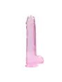 DILDO REALISTA COM TESTÍCULOS CRYSTAL CLEAR 9 /23 CM ROSA REALROCK
