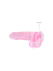 DILDO REALISTA COM TESTÍCULOS CRYSTAL CLEAR 9 /23 CM ROSA REALROCK