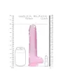 DILDO REALISTA COM TESTÍCULOS CRYSTAL CLEAR 9 /23 CM ROSA REALROCK