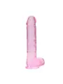 DILDO REALISTA COM TESTÍCULOS CRYSTAL CLEAR 9 /23 CM ROSA REALROCK