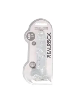 DILDO REALISTA COM TESTÍCULOS CRYSTAL CLEAR 9 /23CM TRANSPARENTE REALROCK