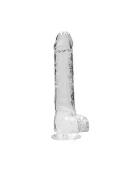DILDO REALISTA COM TESTÍCULOS CRYSTAL CLEAR 9 /23CM TRANSPARENTE REALROCK