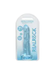 DILDO NON-REALISTIC CRYSTAL CLEAR 7 /17 CM AZUL REALROCK