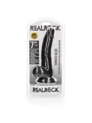 DILDO REALISTA COM TESTÍCULOS CURVED 7 /18CM PRETO REALROCK