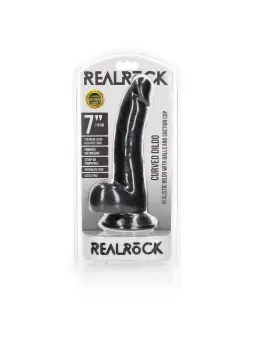 DILDO REALISTA COM TESTÍCULOS CURVED 7 /18CM PRETO REALROCK