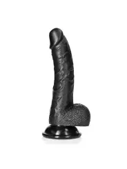 DILDO REALISTA COM TESTÍCULOS CURVED 7 /18CM PRETO REALROCK