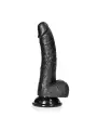 DILDO REALISTA COM TESTÍCULOS CURVED 7 /18CM PRETO REALROCK