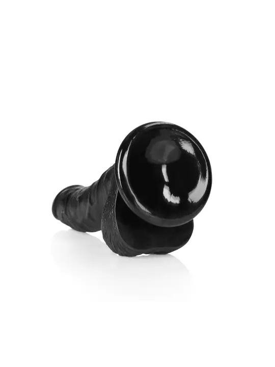 DILDO REALISTA COM TESTÍCULOS CURVED 7 /18CM PRETO REALROCK
