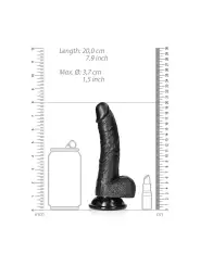 DILDO REALISTA COM TESTÍCULOS CURVED 7 /18CM PRETO REALROCK