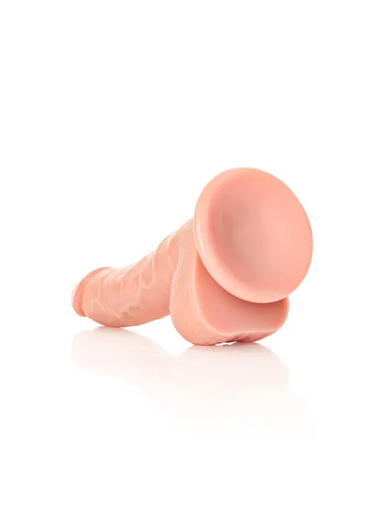 DILDO REALISTA COM TESTÍCULOS CURVED 7 /18CM FLESH REALROCK