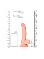 DILDO REALISTA COM TESTÍCULOS CURVED 7 /18CM FLESH REALROCK