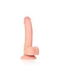DILDO REALISTA COM TESTÍCULOS CURVED 7 /18CM FLESH REALROCK
