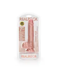 DILDO REALISTA COM TESTÍCULOS STRAIGHT 7 /18 CM FLESH REALROCK