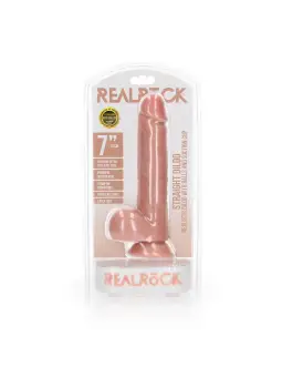 DILDO REALISTA COM TESTÍCULOS STRAIGHT 7 /18 CM FLESH REALROCK