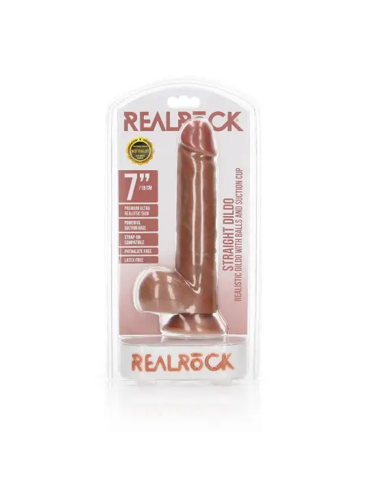 DILDO REALISTA COM TESTÍCULOS STRAIGHT 7 /18 CM REALROCK