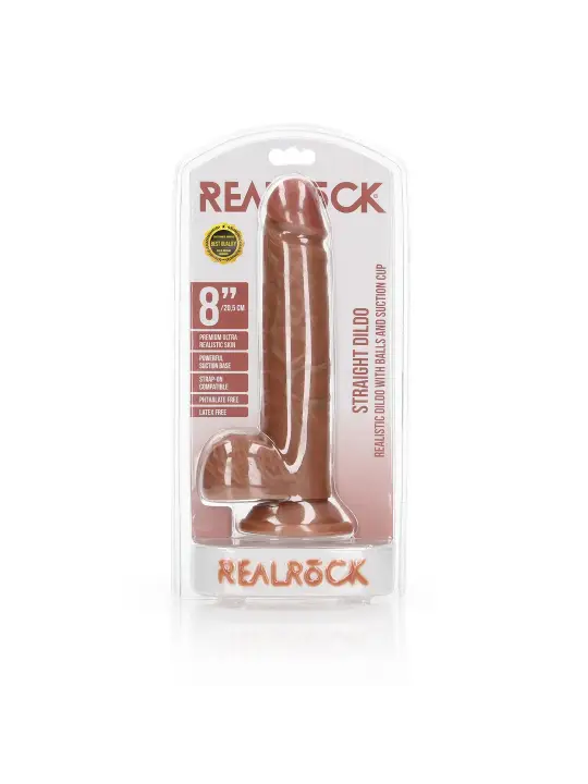 DILDO REALISTA COM TESTÍCULOS STRAIGHT 8 /20,5 CM REALROCK