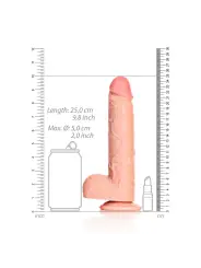 DILDO REALISTA COM TESTÍCULOS STRAIGHT 9 /23 CM FLESH REALROCK