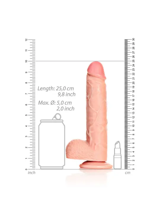 DILDO REALISTA COM TESTÍCULOS STRAIGHT 9 /23 CM FLESH REALROCK