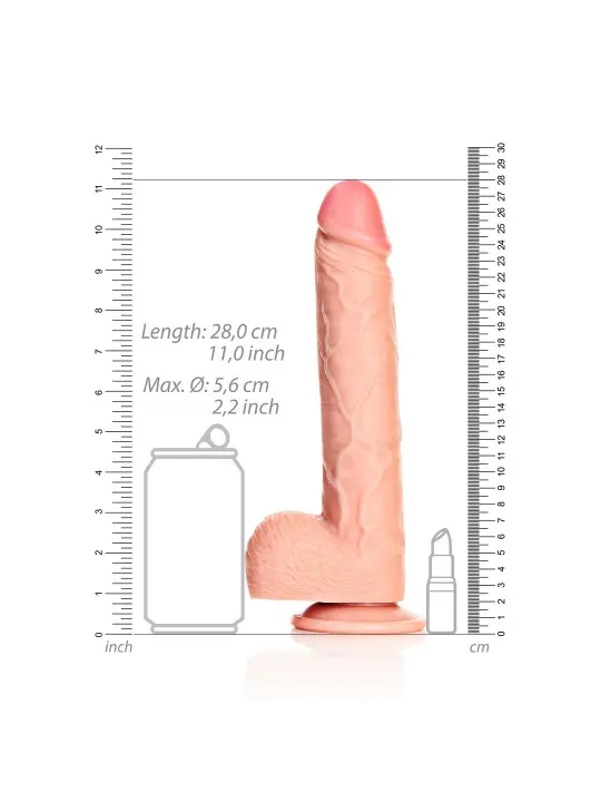 DILDO REALISTA COM TESTÍCULOS STRAIGHT 9 /23 CM REALROCK
