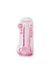 DILDO REALISTA COM TESTÍCULOS CRYSTAL CLEAR10 /25,4 CM ROSA REALROCK