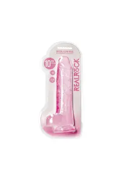 DILDO REALISTA COM TESTÍCULOS CRYSTAL CLEAR10 /25,4 CM ROSA REALROCK