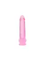 DILDO REALISTA COM TESTÍCULOS CRYSTAL CLEAR10 /25,4 CM ROSA REALROCK