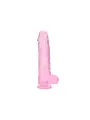 DILDO REALISTA COM TESTÍCULOS CRYSTAL CLEAR10 /25,4 CM ROSA REALROCK