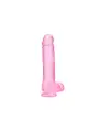 DILDO REALISTA COM TESTÍCULOS CRYSTAL CLEAR10 /25,4 CM ROSA REALROCK
