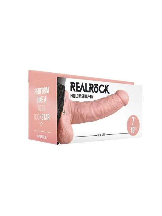 STRAP-ON OCO COM TESTÍCULOS 7 /18 CM FLESH REALROCK